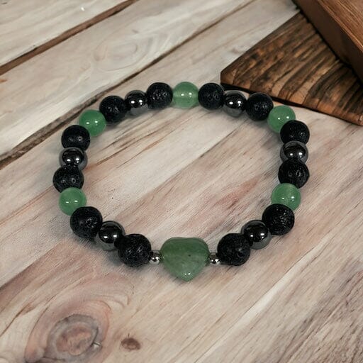Aromatherapy Gem & Lava Heart Bracelet (Green Jade) Aroma Jewelry Your Oil Tools 