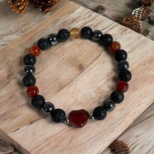 Aromatherapy Gem & Lava Heart Bracelet (red Jasper) Aroma Jewelry Your Oil Tools 
