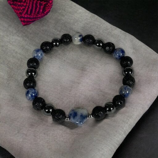 Aromatherapy Gem & Lava Heart Bracelet (blue sodalite) Aroma Jewelry Your Oil Tools 
