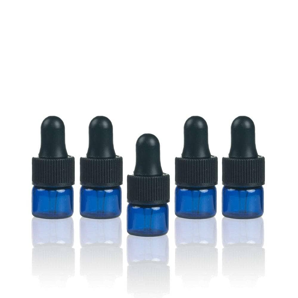 1 ml Blue Glass Vials w/ Black Dropper (Pack of 5) Sample Bottles Got Oils? 