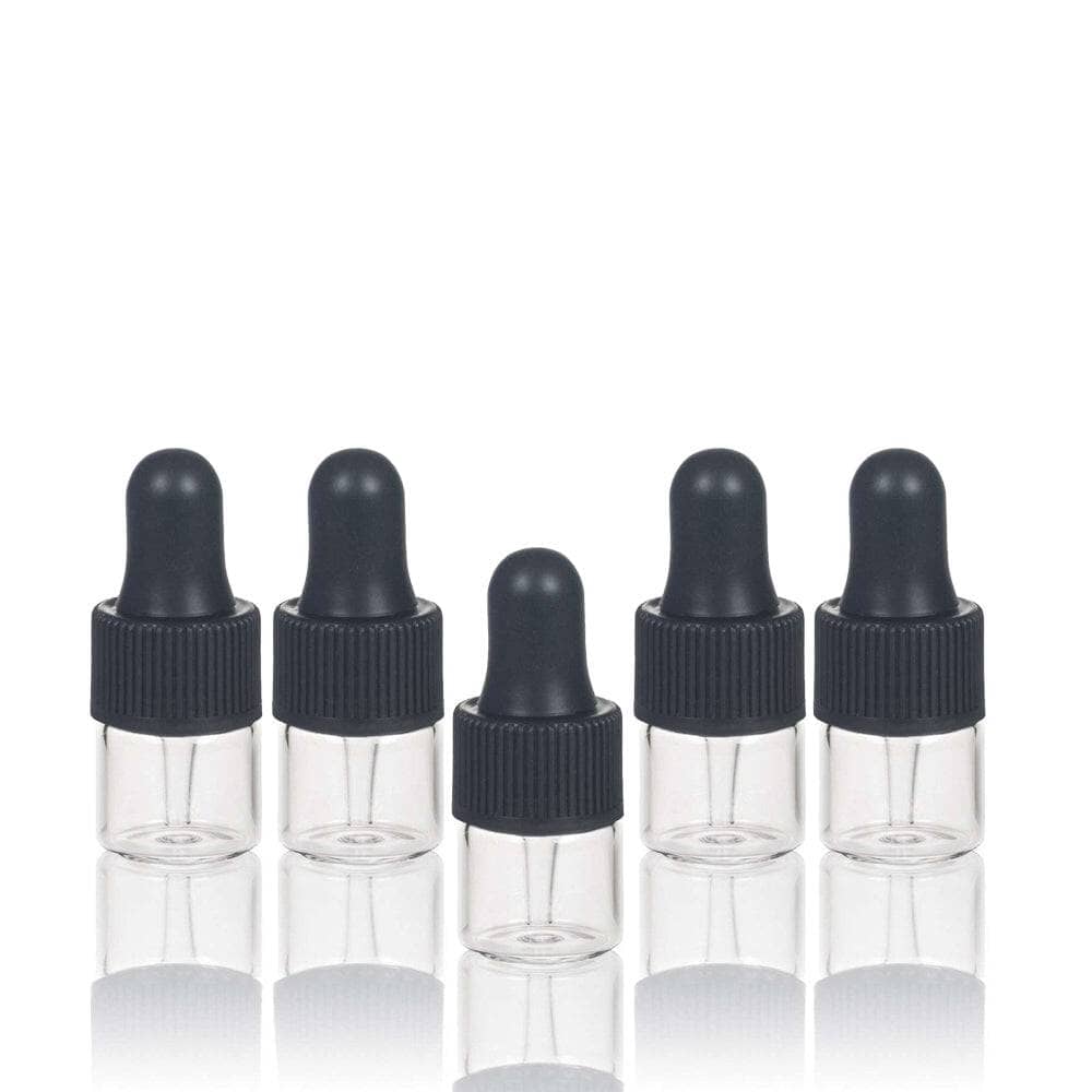 100-Pack 1ml Clear Glass Sample Vials With Plastic Lids – Mini Bottles For Oils, Samples