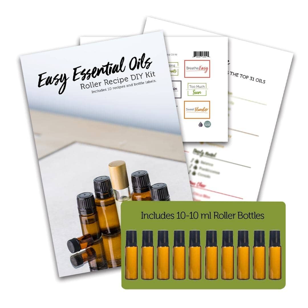 Easy Essential Oils Recipes & Labels DIY Kit (Bottles Included) at Your Oil Tools