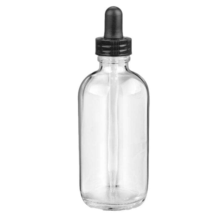 4 oz Clear Glass Bottle w/ Black Dropper Glass Dropper Bottles Your Oil Tools 