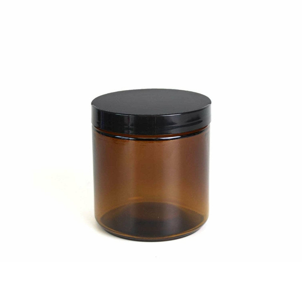 16 oz Amber Glass Jar w/ Black Cap Glass Jars Your Oil Tools 