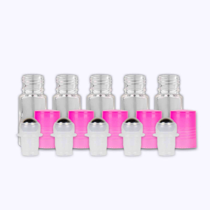 5 ml Clear Glass Roller Bottles (Flat of 150) Glass Roller Bottles Your Oil Tools Pink Stainless 