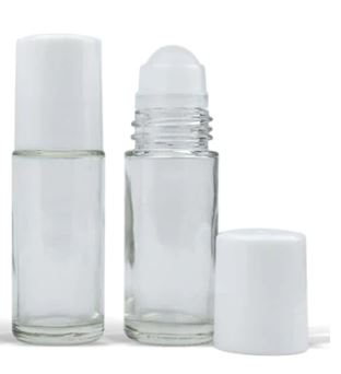 1 oz Clear Glass Roller Bottle W/White Cap Roller Bottles Your Oil Tools 