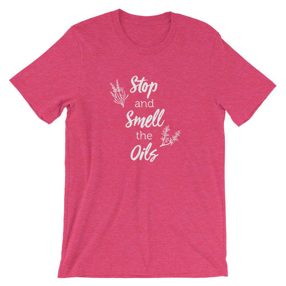 Stop and Smell the Oils (Dark) Short-Sleeve Unisex T-Shirt Apparel Your Oil Tools Heather Raspberry S 