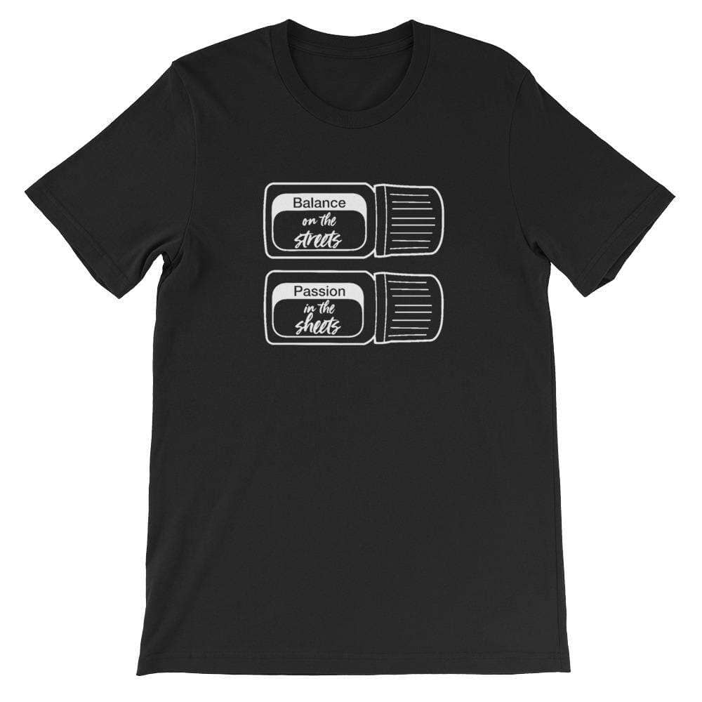 Balance & Passion (Dark) Short-Sleeve Unisex T-Shirt Apparel Your Oil Tools Black XS 
