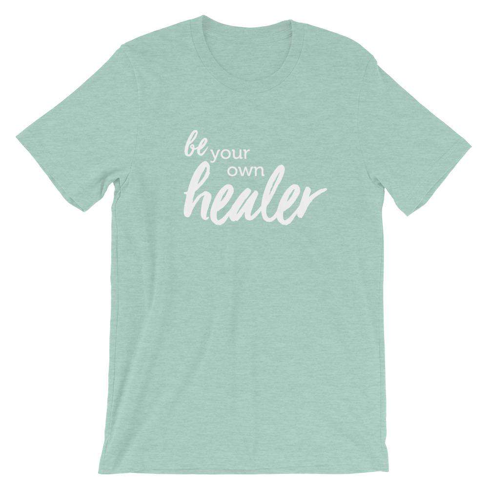 Be Your Own Healer (Light) Short-Sleeve Unisex T-Shirt Apparel Your Oil Tools Heather Prism Dusty Blue XS 
