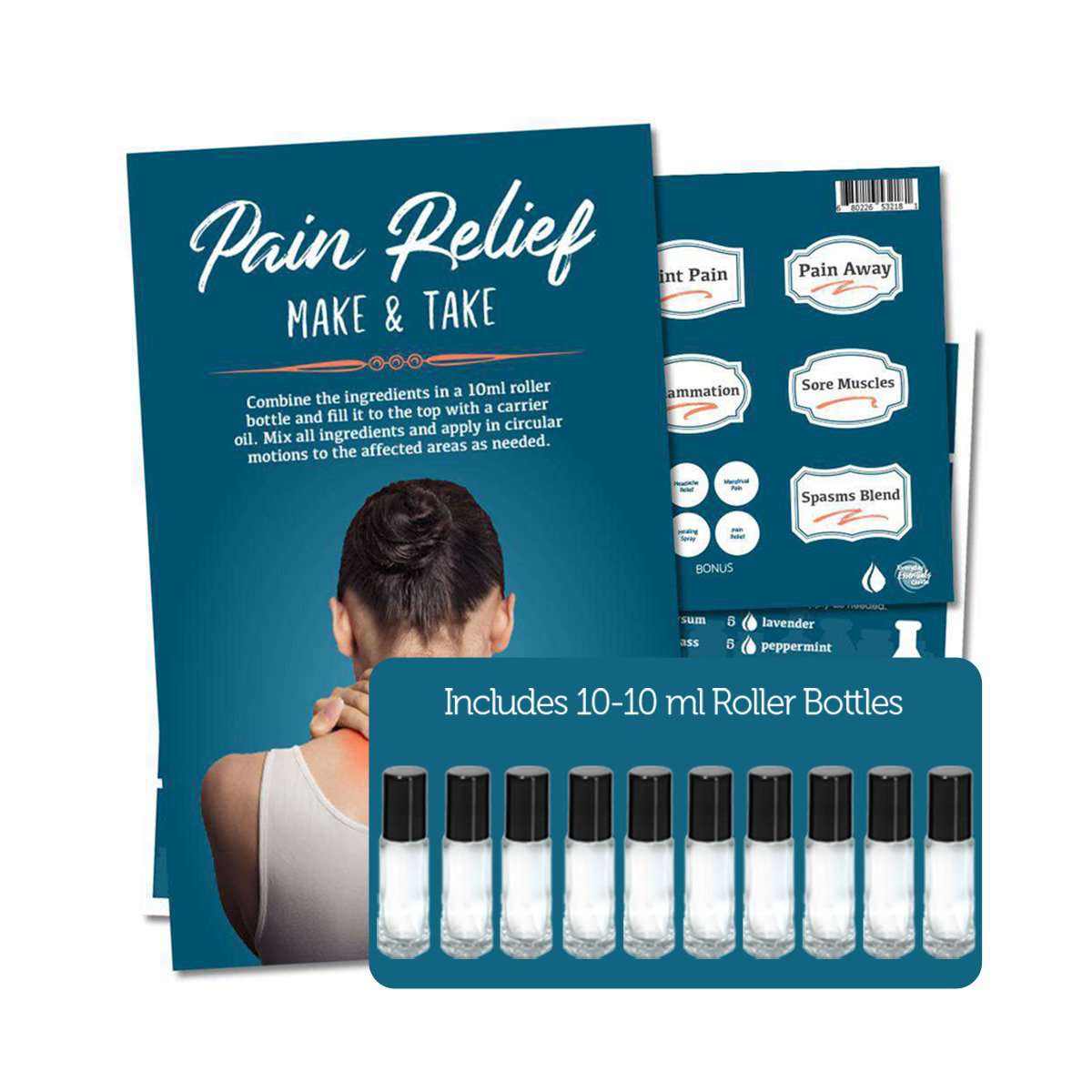 Pain Relief Recipes & Labels DIY Kit (Bottles Included)