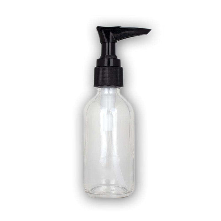 2 oz Clear Glass Bottle w/ Black Pump Top Glass Lotion Bottles Your Oil Tools 