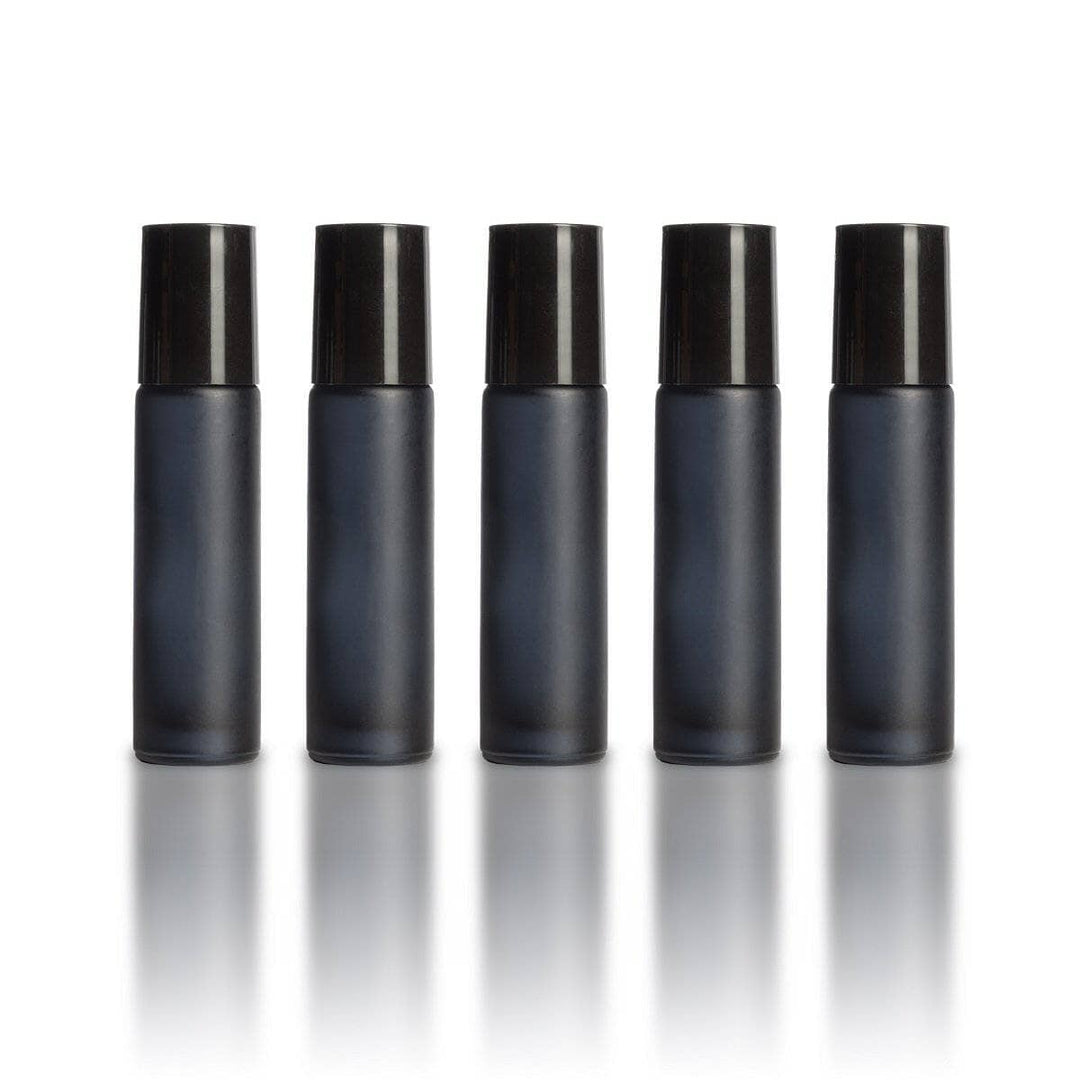 10 ml Black Frosted Bottles with Leak Guard™ Rollers (Pack of 5) Glass Roller Bottles Your Oil Tools 