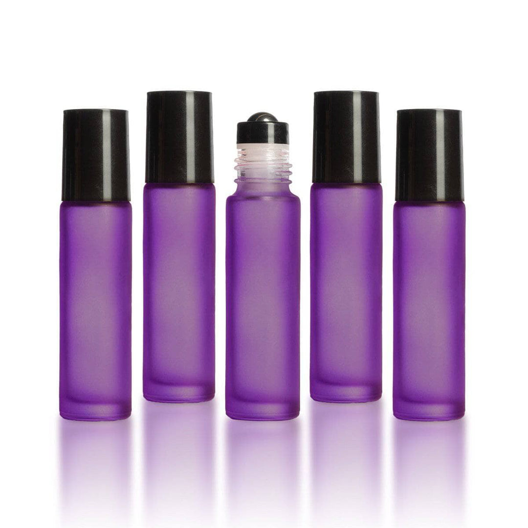 10 ml Purple Frosted Bottles with Leak Guard™ Rollers (Pack of 5) at Your Oil Tools