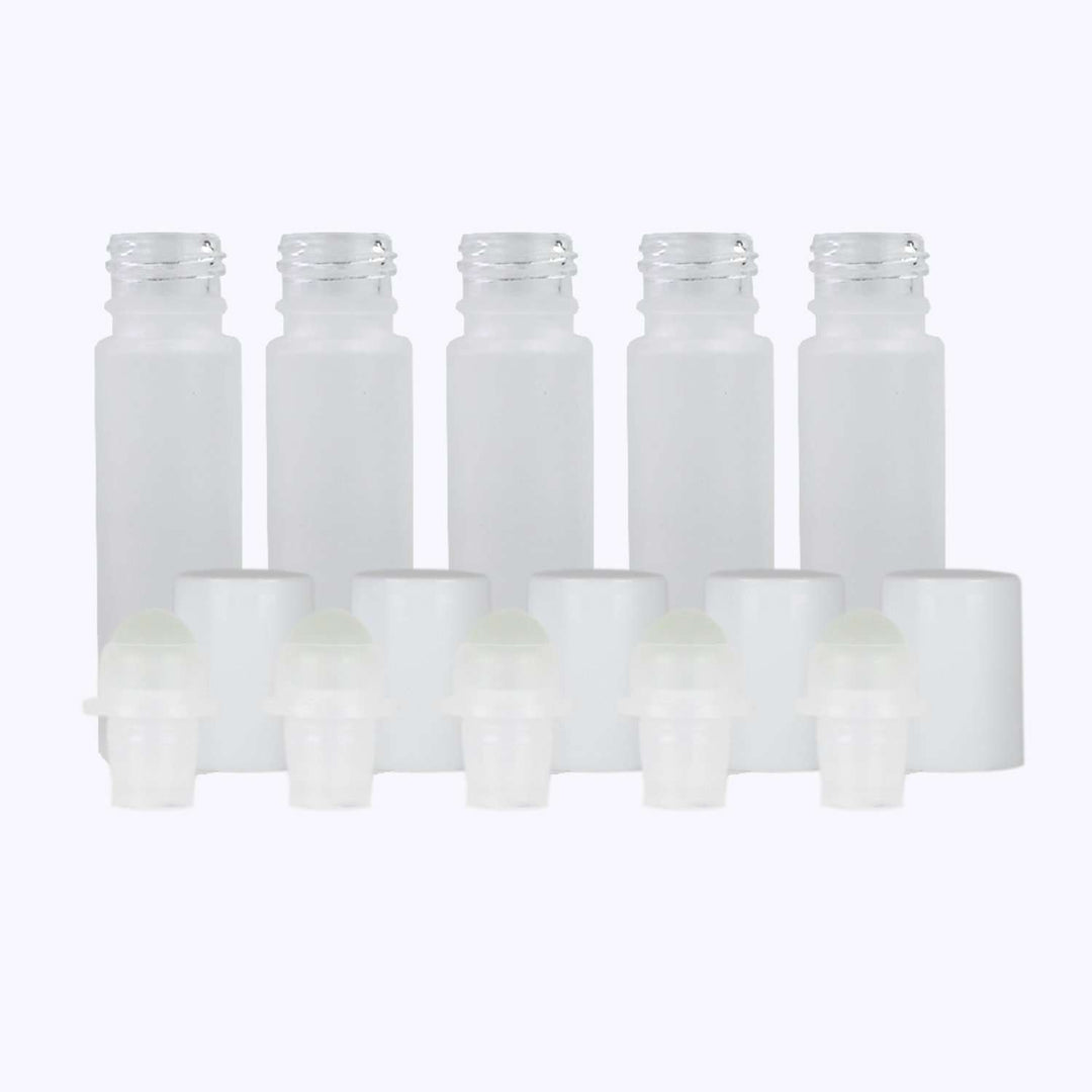 10 ml White Frosted Glass Roller Bottle (Pack of 5) Glass Roller Bottles Your Oil Tools White Glass 