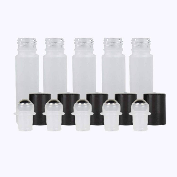 10 ml White Frosted Glass Roller Bottle (Pack of 5) Glass Roller Bottles Your Oil Tools Black Stainless 