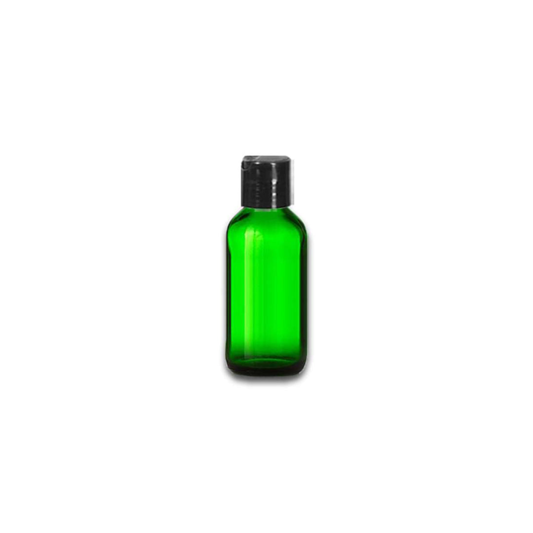 1 oz Green Glass Bottle w/ Black Disc Top Glass Storage Bottles Your Oil Tools 