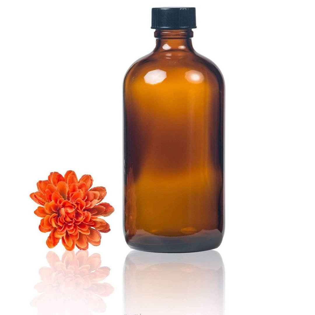 8 oz Amber Glass Bottle w/ Black Storage Cap Glass Storage Bottles Your Oil Tools 