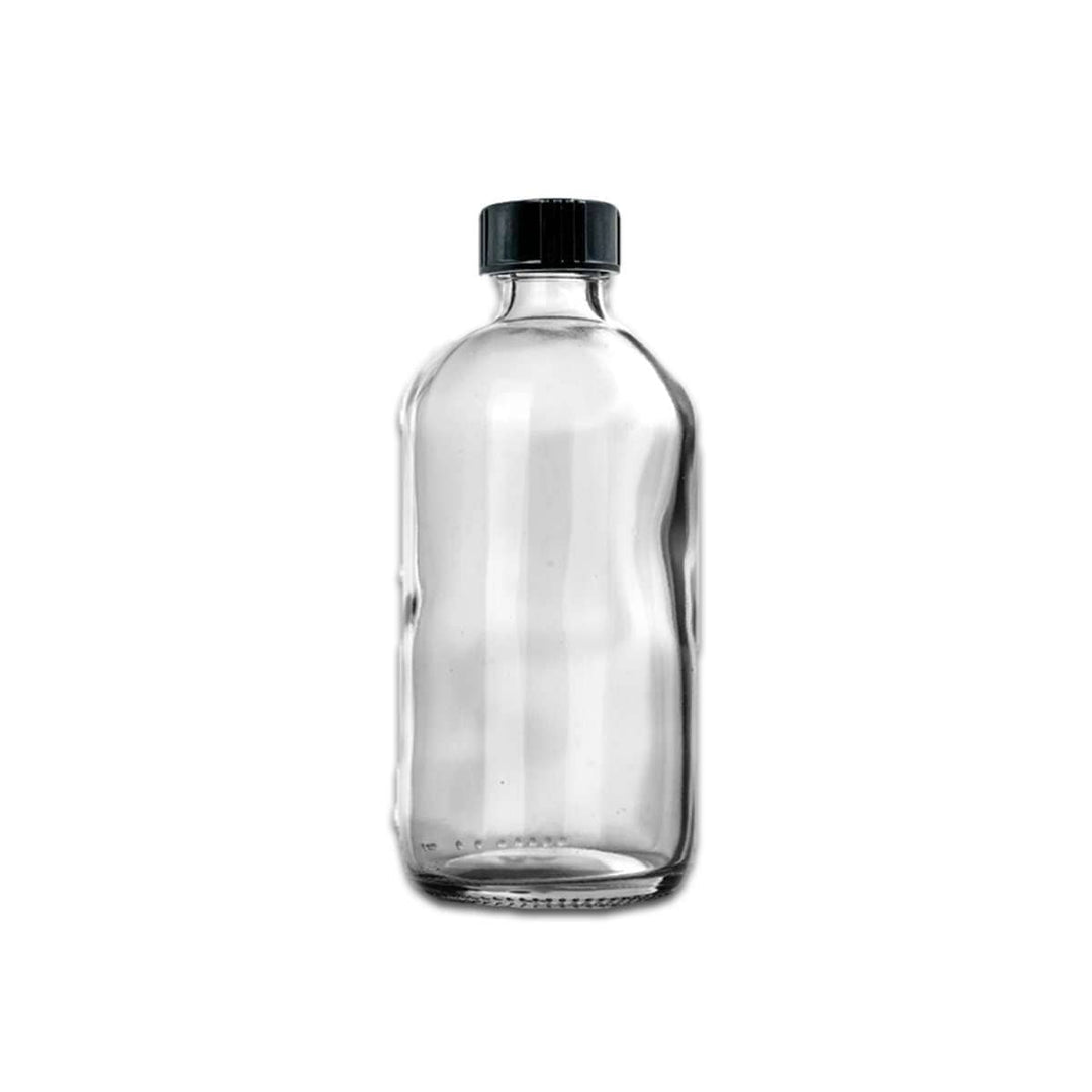 8 oz Clear Glass Bottle w/ Black Storage Cap Glass Storage Bottles Your Oil Tools 