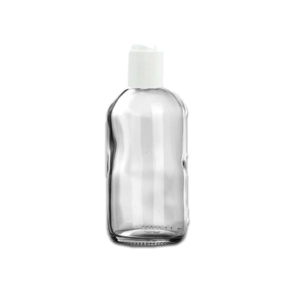 8 oz Clear Glass Bottle w/ White Disc Top Glass Storage Bottles Your Oil Tools 