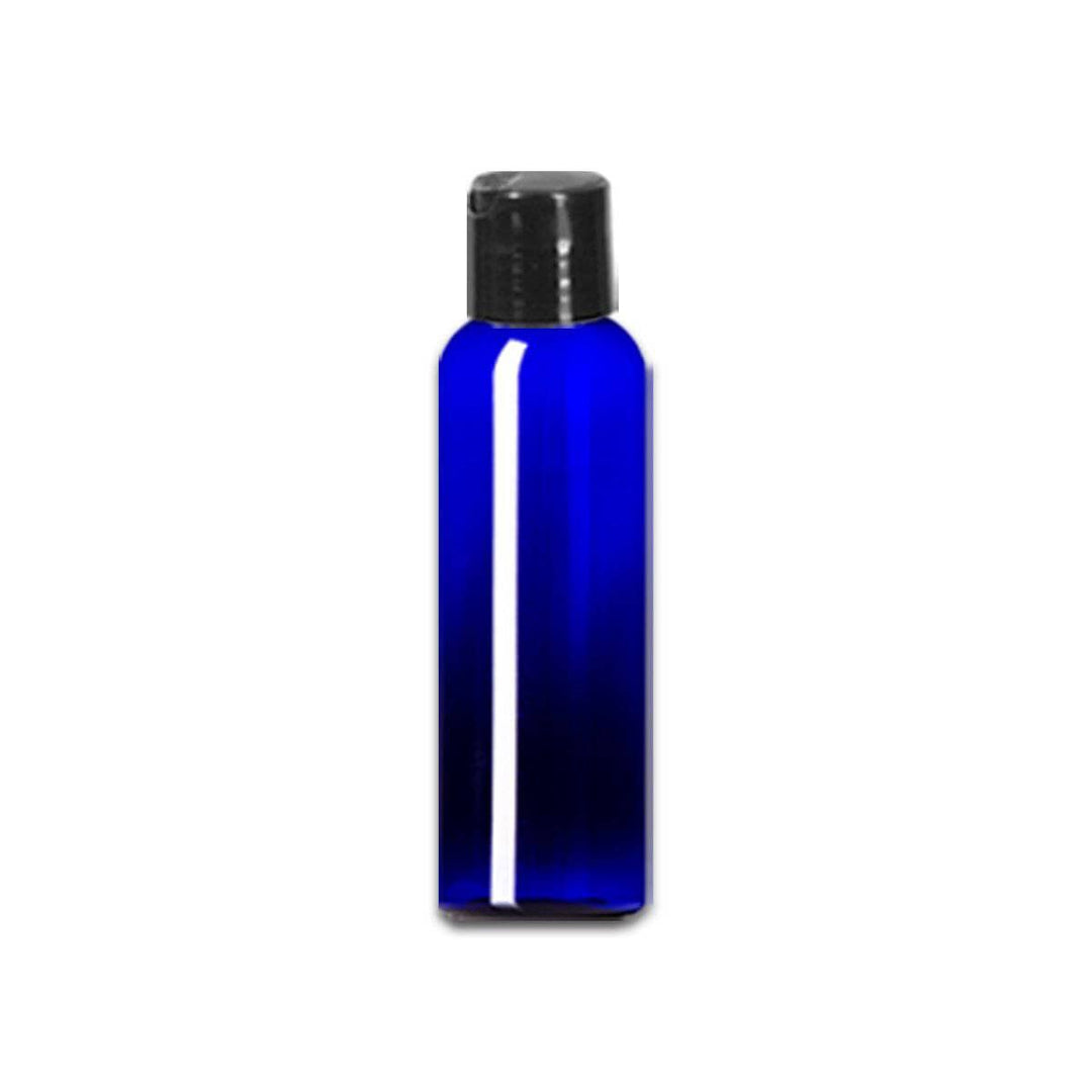 2 oz Blue PET Plastic Cosmo Bottle w/ Black Disc Top Plastic Lotion Bottles Your Oil Tools 