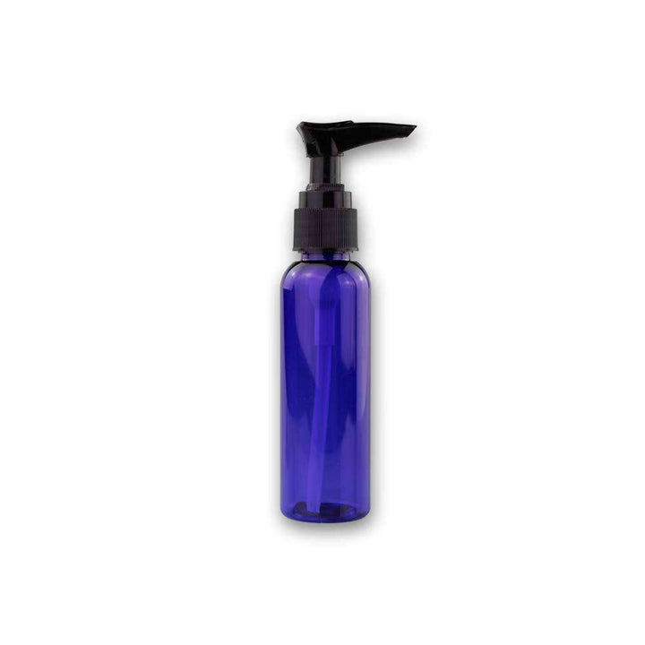 2 oz Blue PET Plastic Cosmo Bottle w/ Black Pump Top Plastic Lotion Bottles Your Oil Tools 
