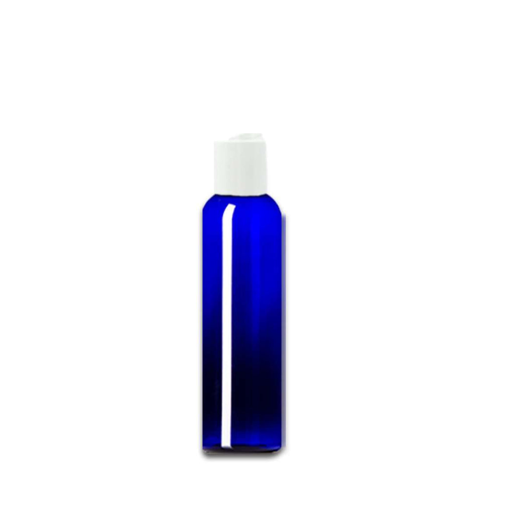 4 oz Blue PET Plastic Cosmo Bottle w/ White Disc Top Plastic Lotion Bottles Your Oil Tools 