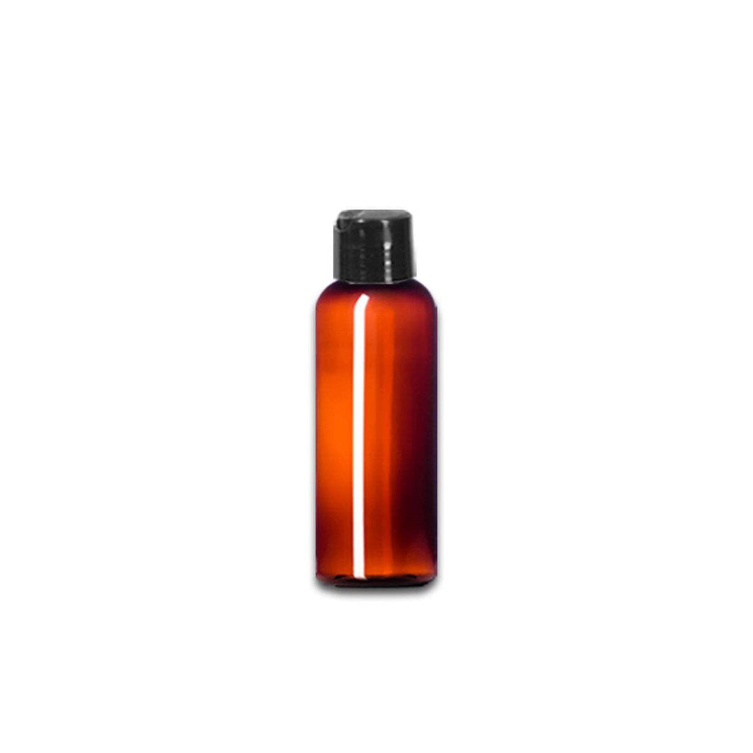 2 oz Amber PET Plastic Cosmo Bottle w/ Black Disc Top Plastic Storage Bottles Your Oil Tools 