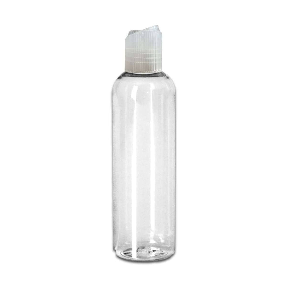 8 oz Clear PET Plastic Cosmo Bottle w/ Natural Polypropylene Ribbed Disc Top Plastic Storage Bottles Your Oil Tools 