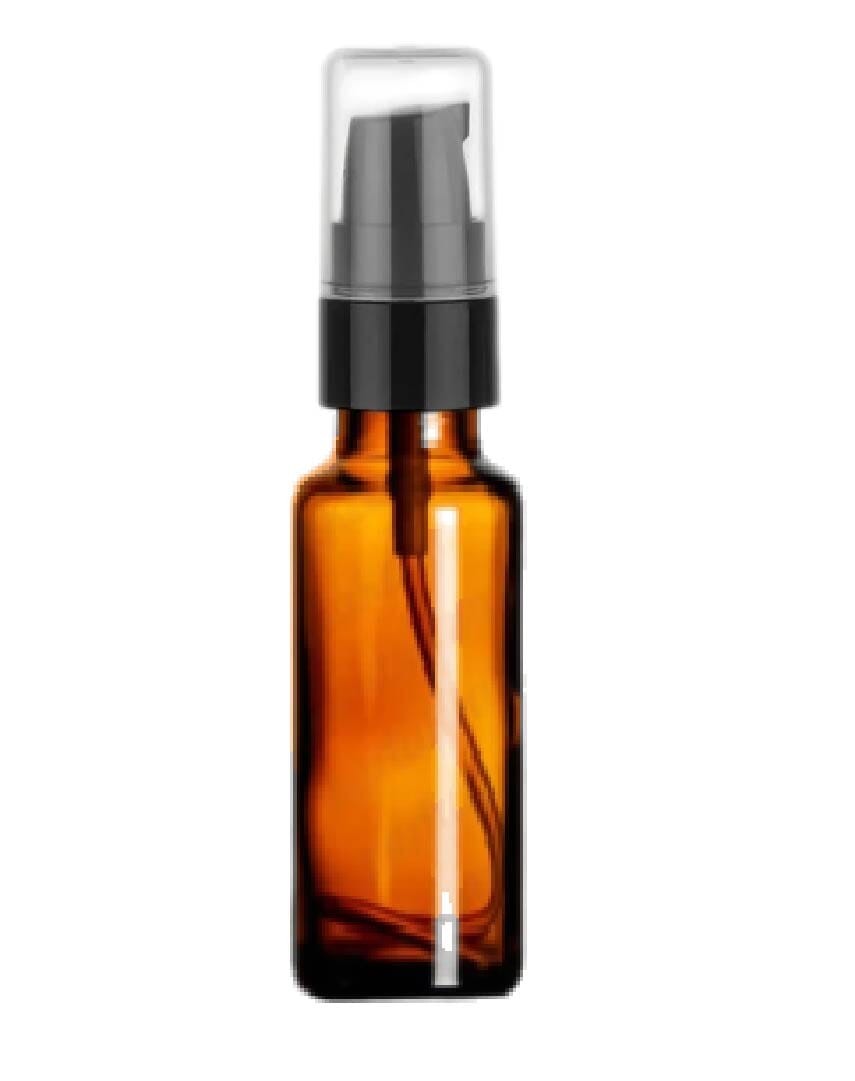 15ml Amber Glass Bottle w/ Treatment Pump at Your Oil Tools