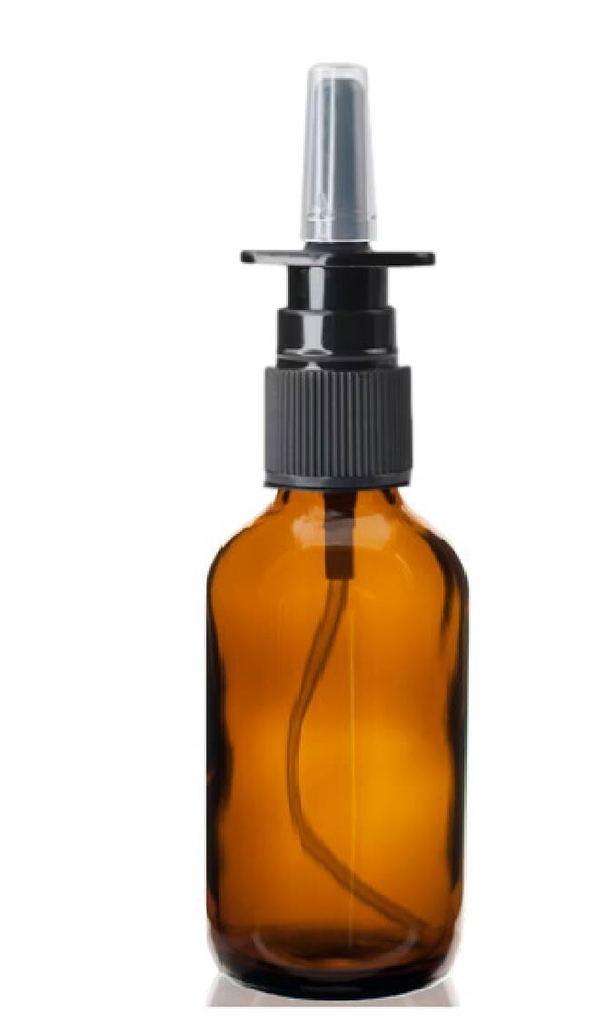 1oz Amber Glass Bottle w/ Black Nasal Atomizer at Your Oil Tools
