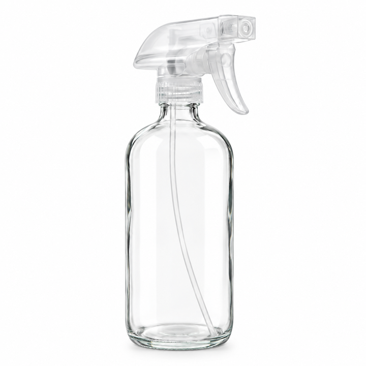 16 oz Clear Glass Bottle w/ Natural Trigger Sprayer