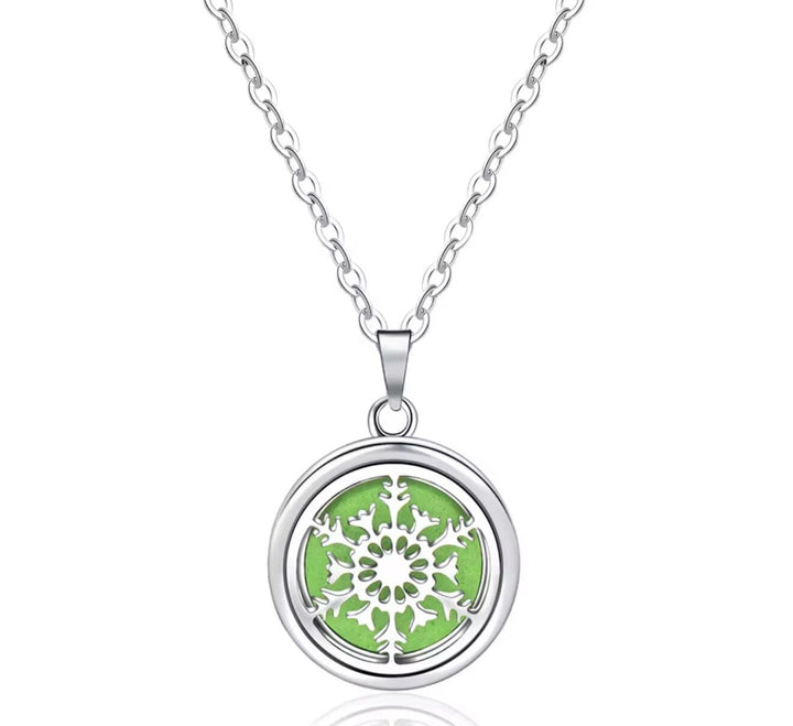 Aromatherapy Small Locket Necklace (Snowflake) Aroma Jewelry Your Oil Tools 
