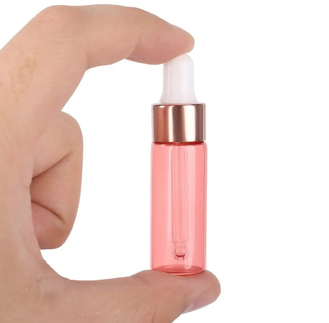 5 ml Pink Glass Vials w/ Rose Gold Dropper (Pack of 5) Glass Dropper Bottles Your Oil Tools 