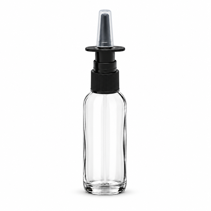 15 ml Clear Glass Bottle w/ Black Nasal Atomizer