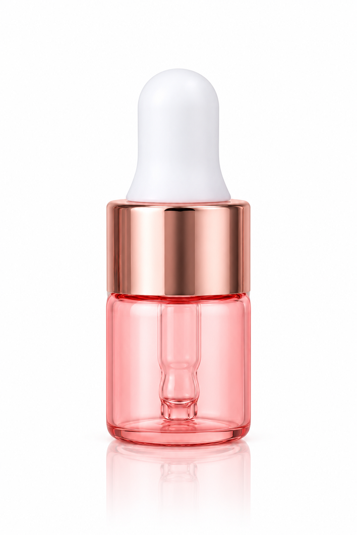 2 ml Pink Glass Vials w/ Rose Gold Dropper (Pack of 5)
