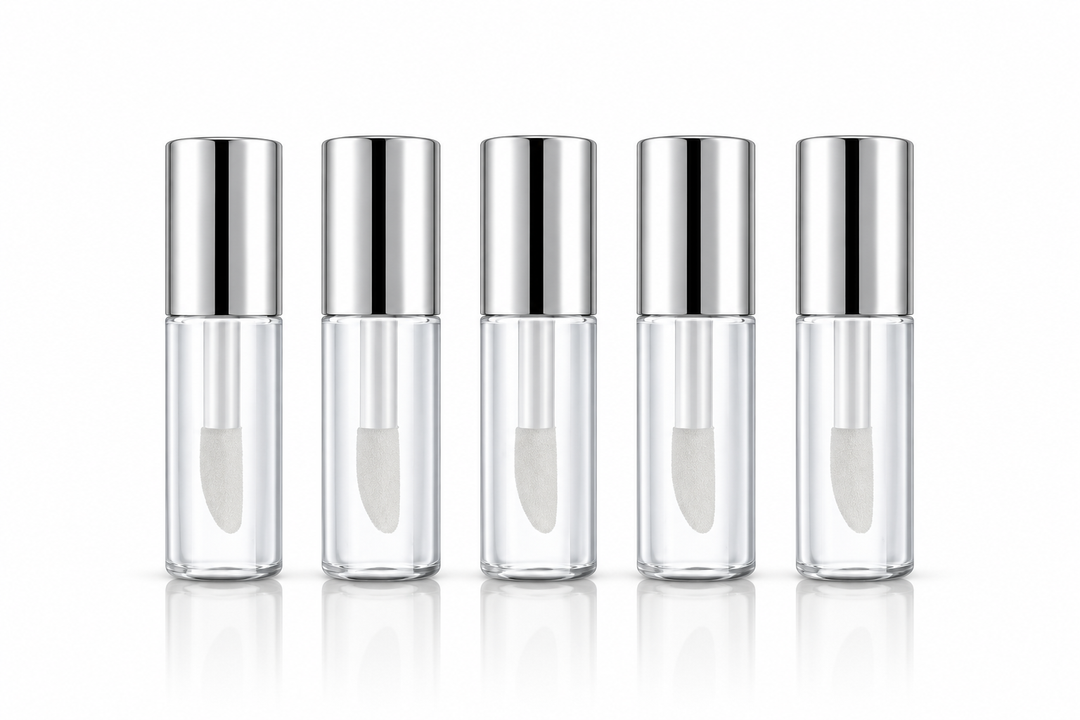 1.2 ml Clear Mini Lip Gloss Tube Refillable w/Silver Cap (Pack of 5) - Your Oil Tools