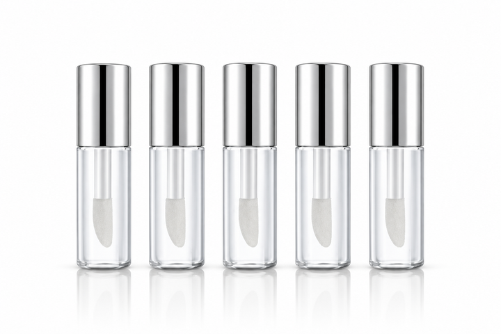 1.2 ml Clear Mini Lip Gloss Tube Refillable w/Silver Cap (Pack of 5) - Your Oil Tools