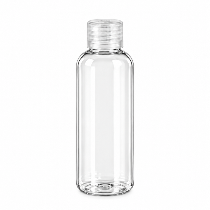 1 oz Clear PET Plastic Cosmo Bottle w/ Clear Flip Top