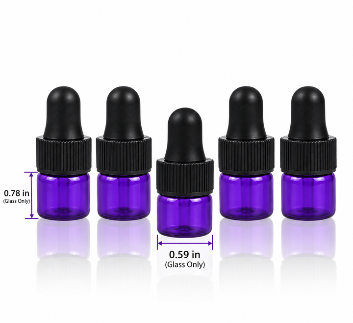 1 ml Purple Glass Vials w/ Black Dropper (Pack of 5)