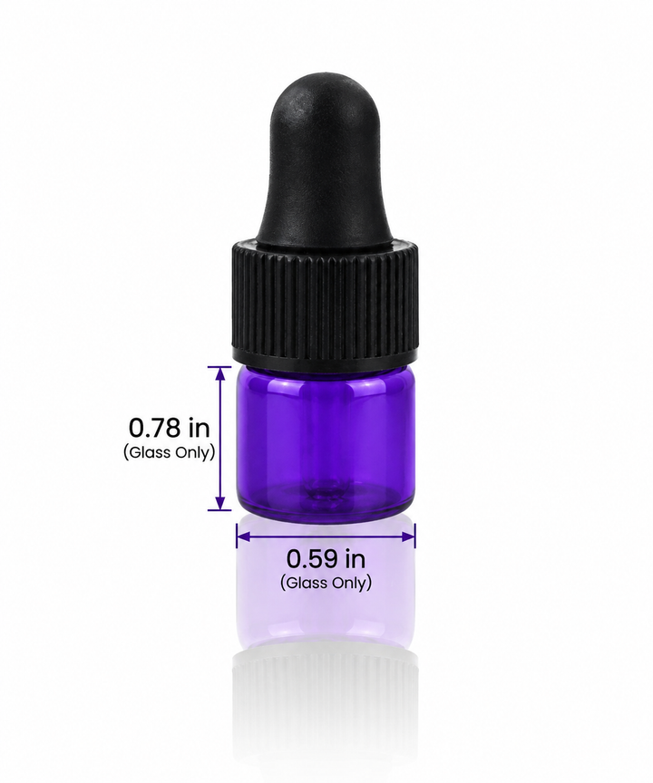 1 ml Purple Glass Vials w/ Black Dropper (Pack of 5)