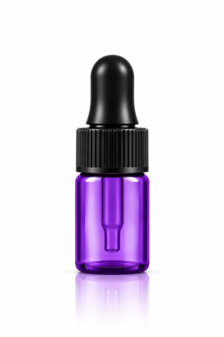 2ml Purple Glass Vials w/ Black Dropper (Pack of 5)