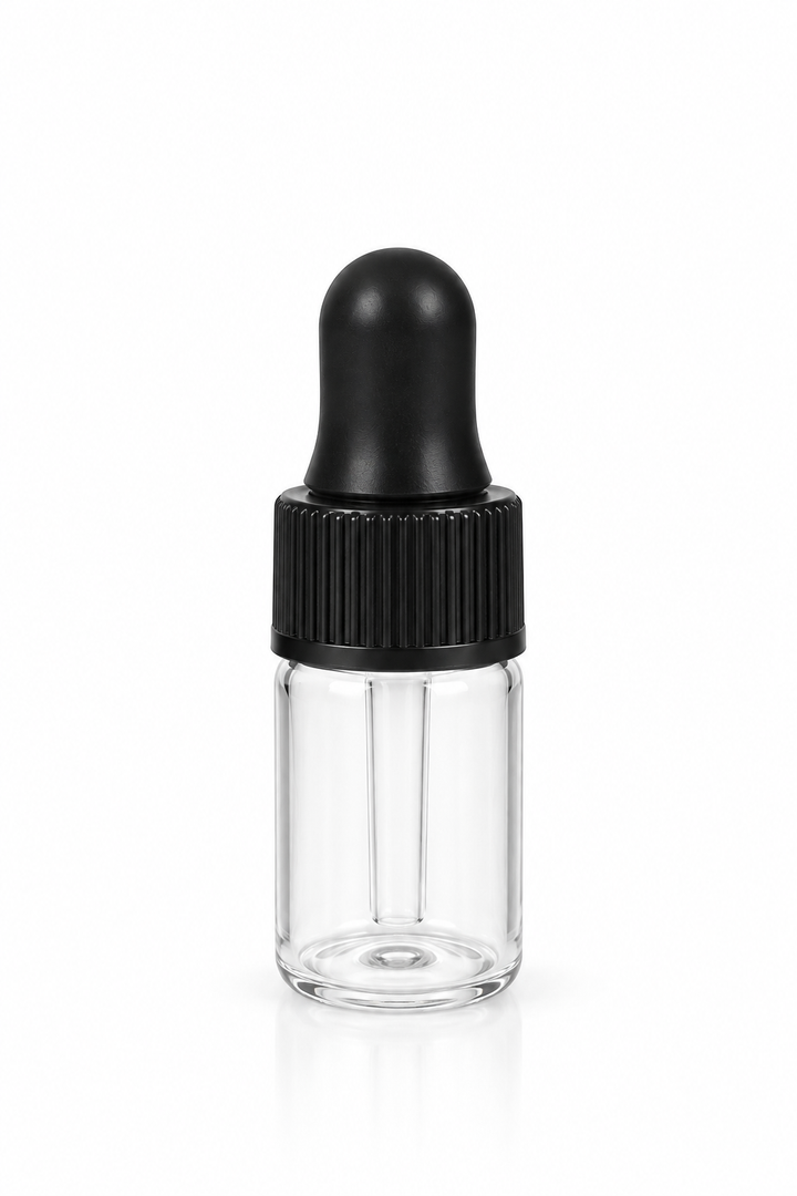2 ml Clear Glass Vials w/ Black Dropper (Pack of 5)