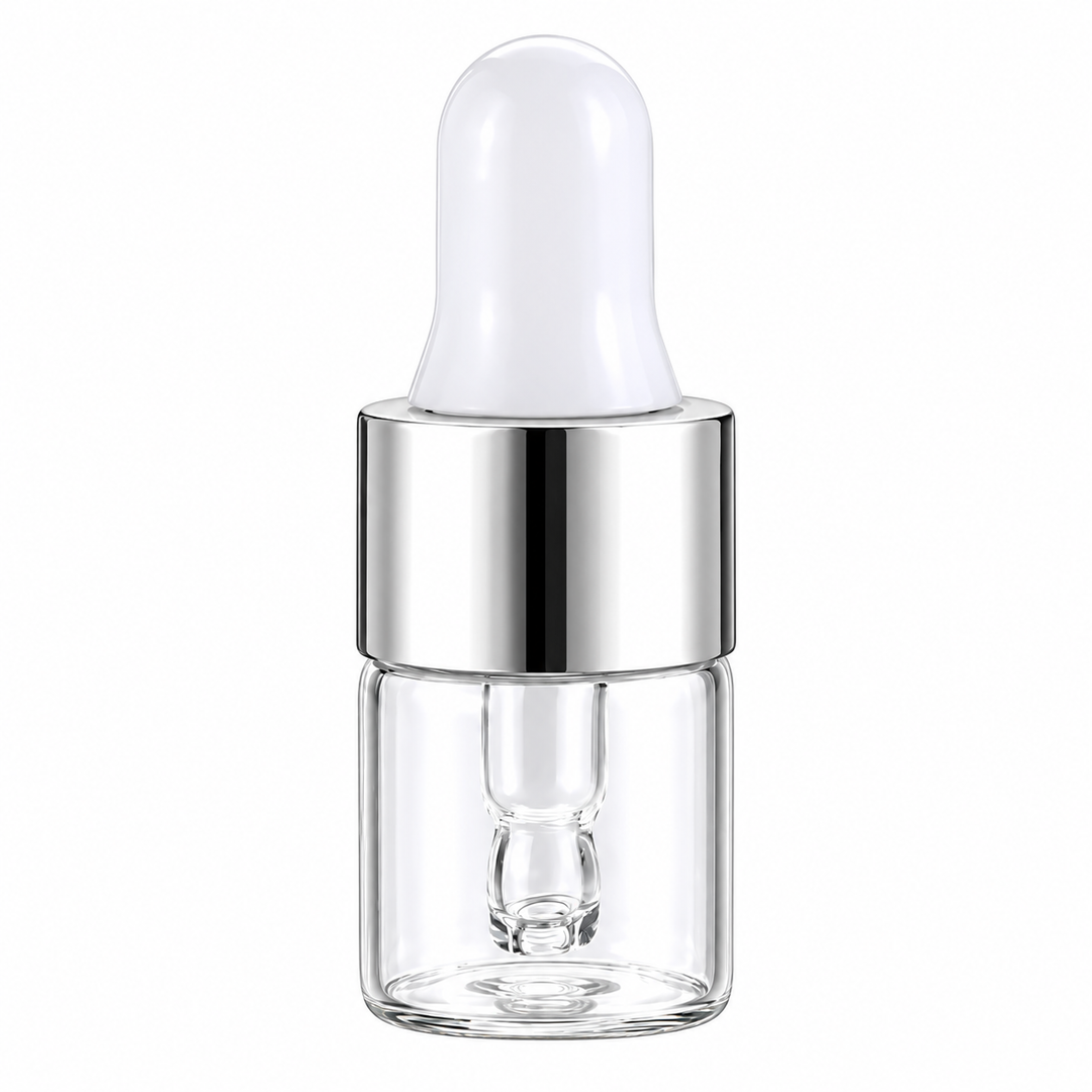 1 ml Clear Glass Vials w/ Silver Dropper (Pack of 5)