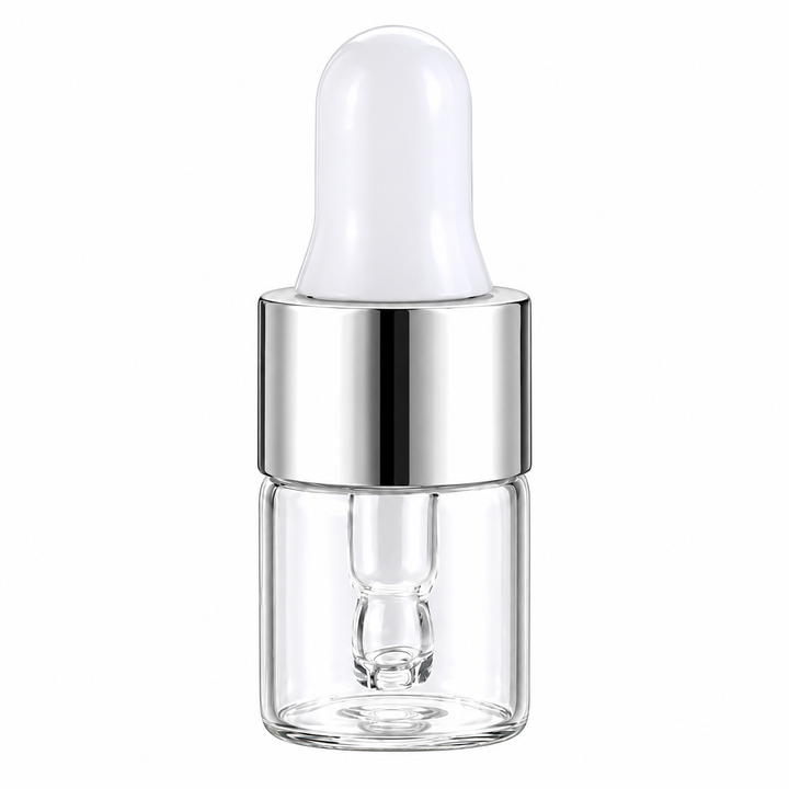 1 ml Clear Glass Vials w/ Silver Dropper (Pack of 5)