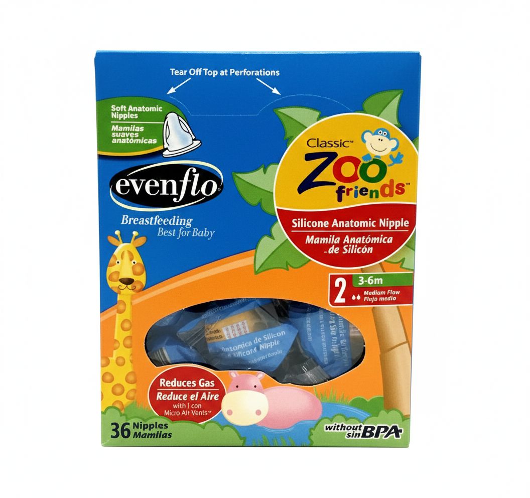 evenflo nipple Evenflo Classic Zoo Friends Medium Flow Nipples – 36 Pack – Your Oil Tools