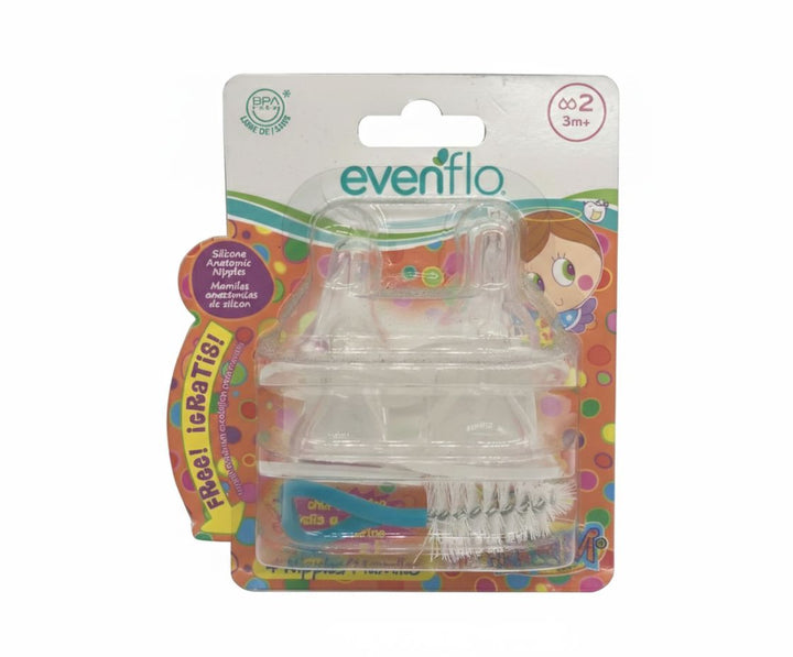 Evenflo Distroller Silicone Anatomic Nipples with Cleaning Brush (3m+) Your Oil Tools 