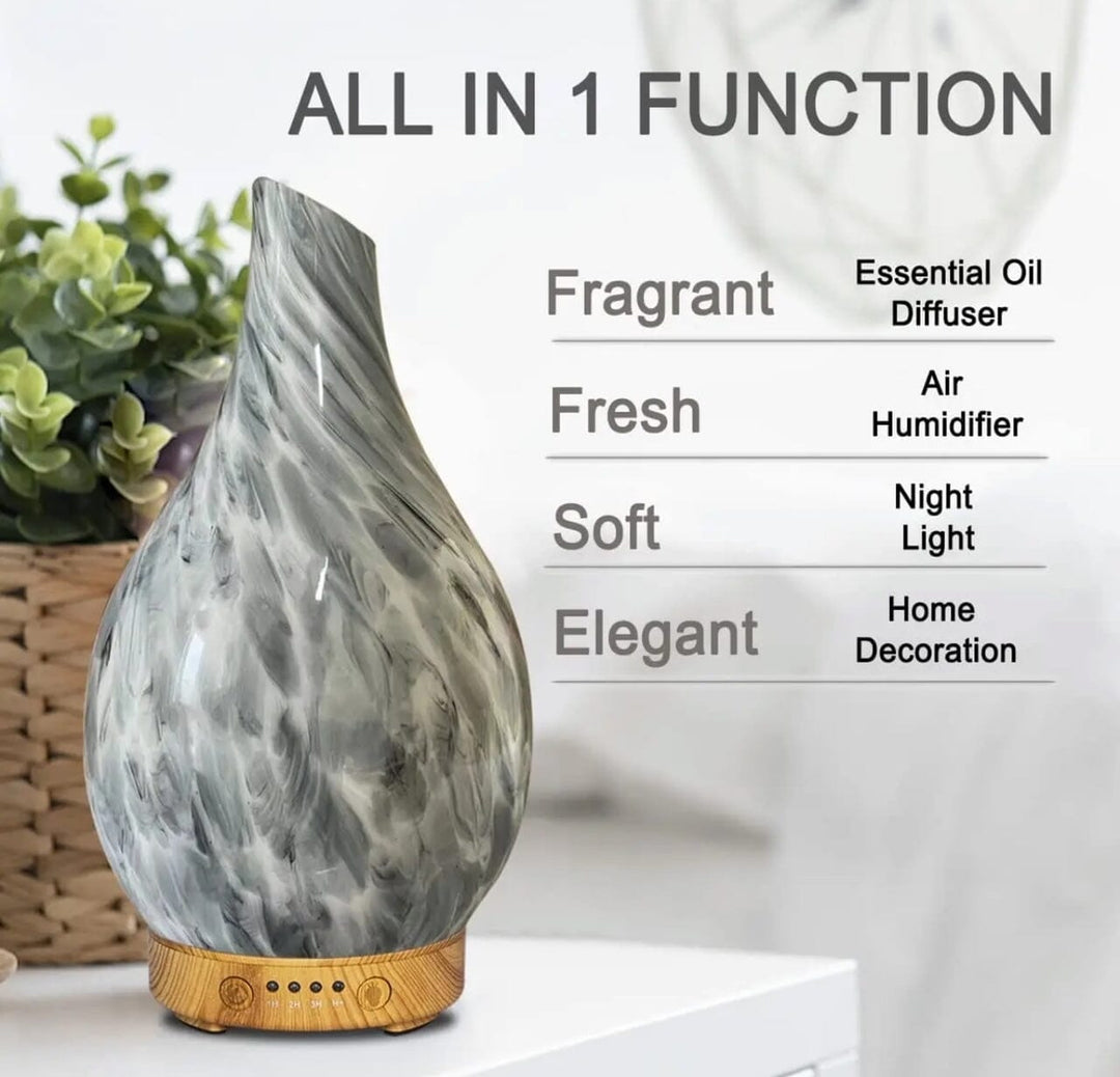 Lux Marble Grey Essential Oil Glass Diffuser (Light Base) Diffusers Your Oil Tools 