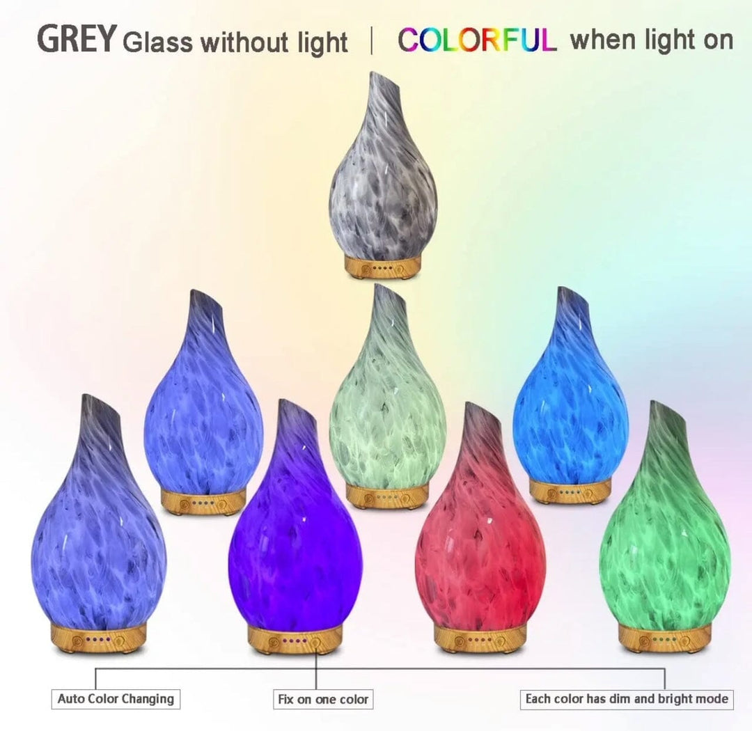 Lux Marble Grey Essential Oil Glass Diffuser (Dark Base) Diffusers Your Oil Tools 