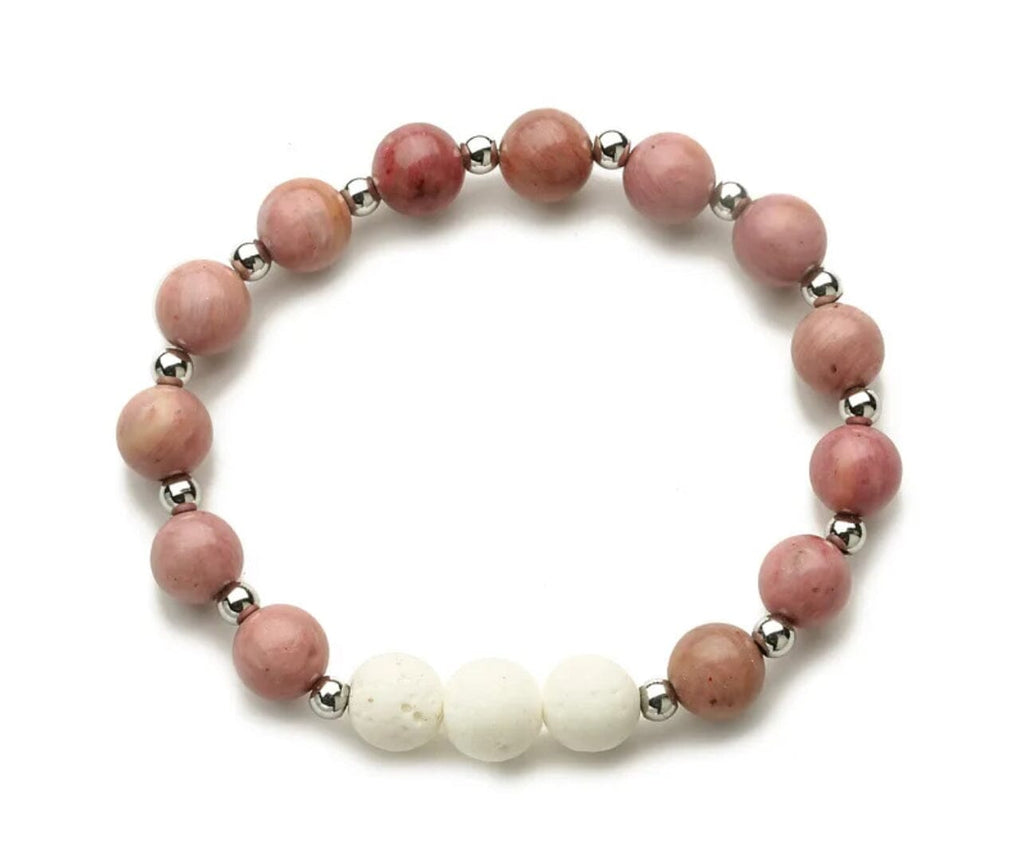 Lava & Tourmaline Stone Bracelet (Rosy) Aroma Jewelry Your Oil Tools 