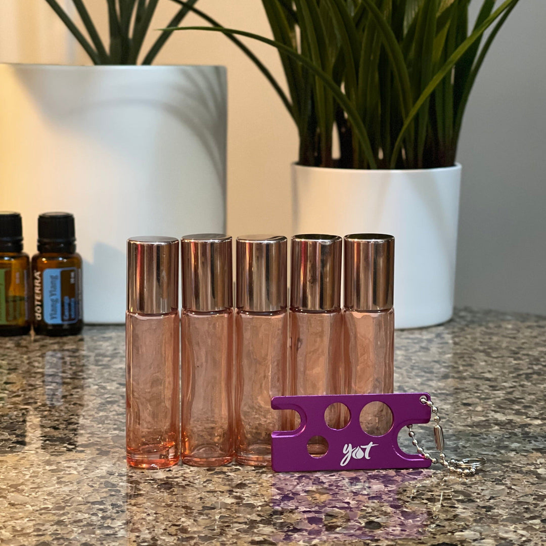 10ml Rose Gold Glass Bottles W/Stainless Rollers & Rose Gold Metal Caps Gift Box (Coming Soon) Your Oil Tools 